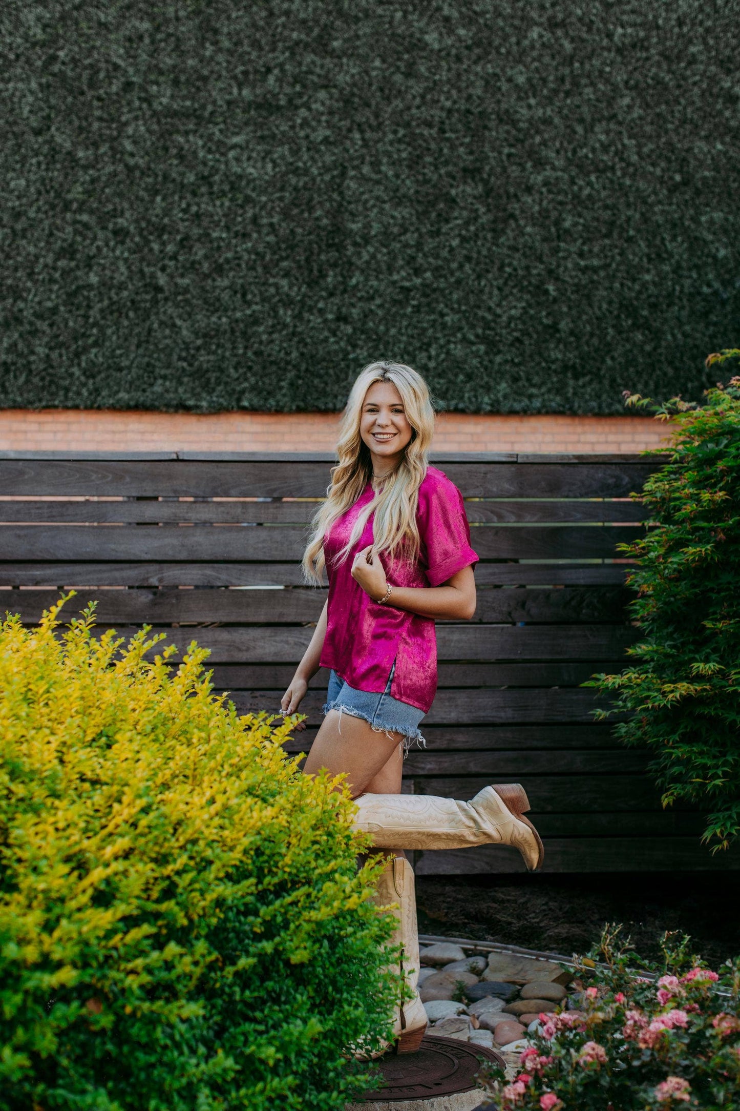MK440 Metallic Blouse - Pink: Pink / S