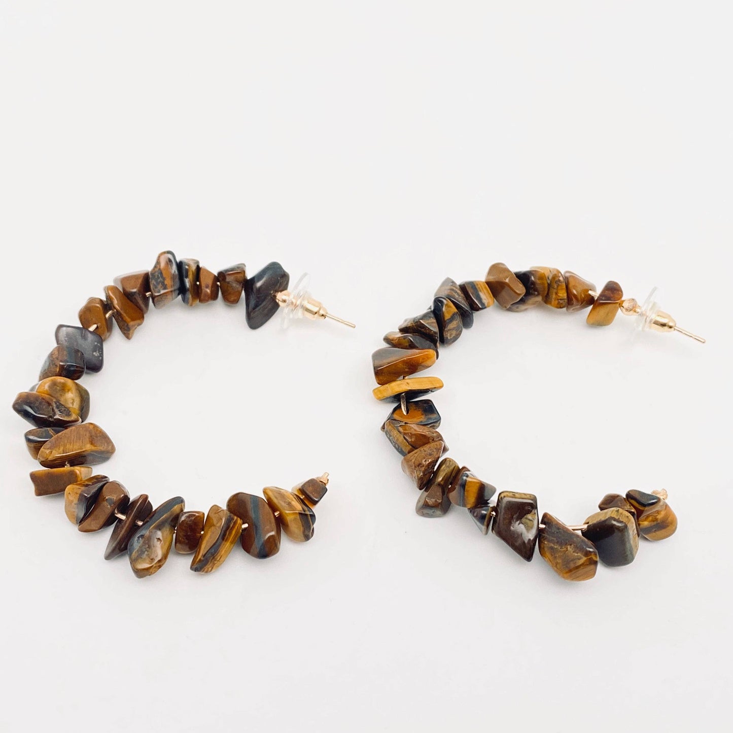 Bohemian Natural Stone Gravel Beaded Earrings: Turquoise