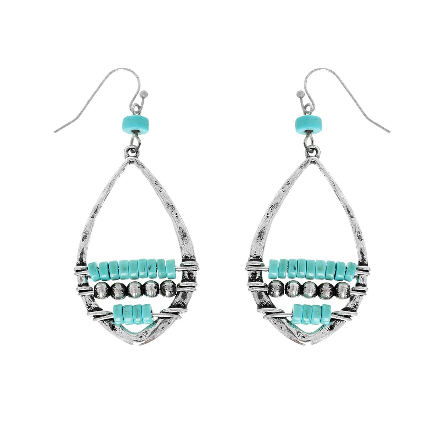 Western Navajo Turquoise Bead Teardrop Earrings