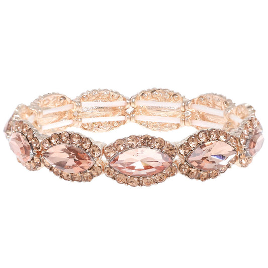 Crystal Gemstone Petal Cut Cluster Bracelet: Rose Gold