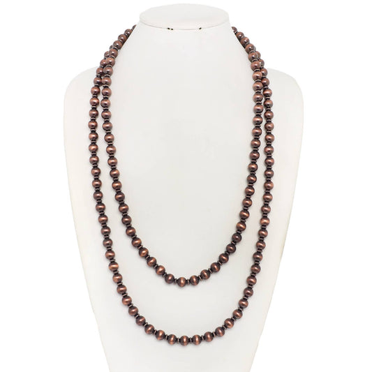 Western Metallic Bead Wrap Necklace : Copper