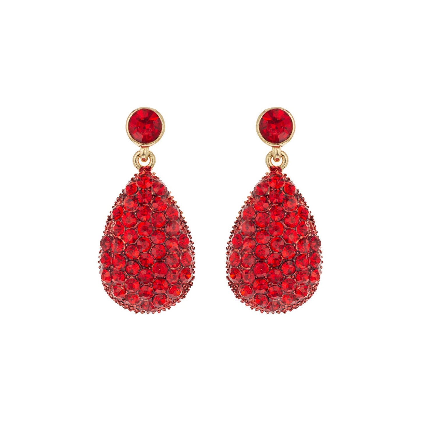 2-Tier Crystal Pave & Pearl Teardrop Drop Earrings: Gold Crystal