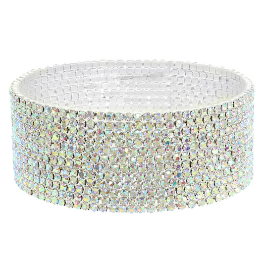 Rhinestone Embellished Stretch Bracelet Set : Iridescent