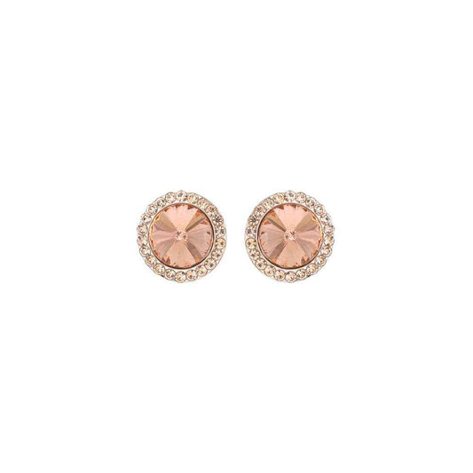 Vintage Style Crystal Halo Stud Earrings : Rose Gold