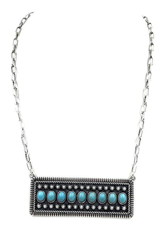 Western Stone Bubble Metal Plate Necklace: AURORA