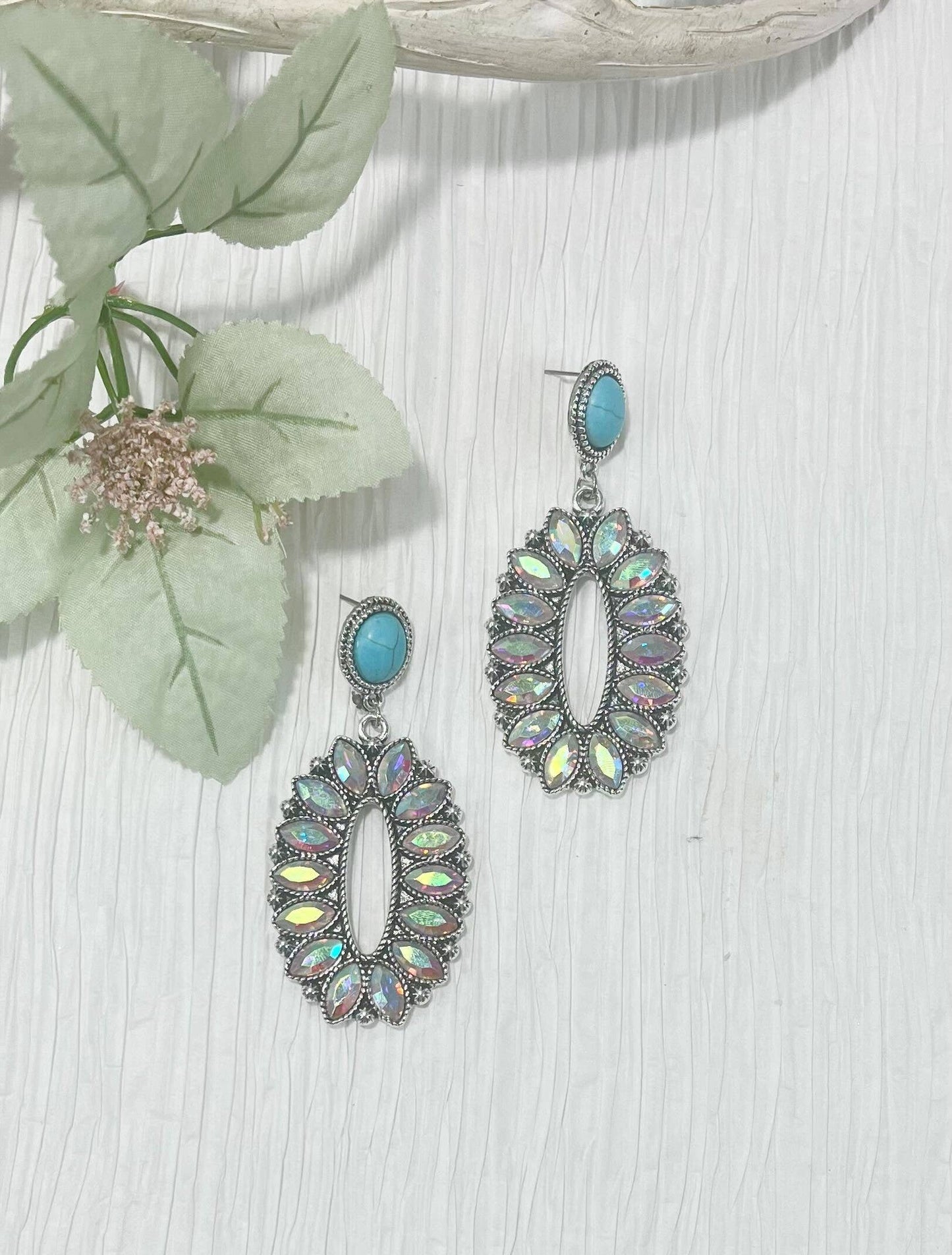 Linked To You Aurora Borealis Silver Drop Earrings: Silver / One Size