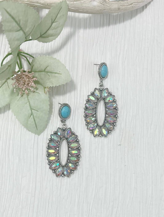 Linked To You Aurora Borealis Silver Drop Earrings: Silver / One Size