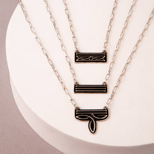 3pc Western Boot Stitch Pendant Necklace Set