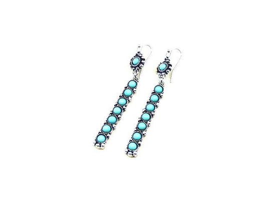 Western Turquoise Bar Dangle Earrings: TURQUOISE