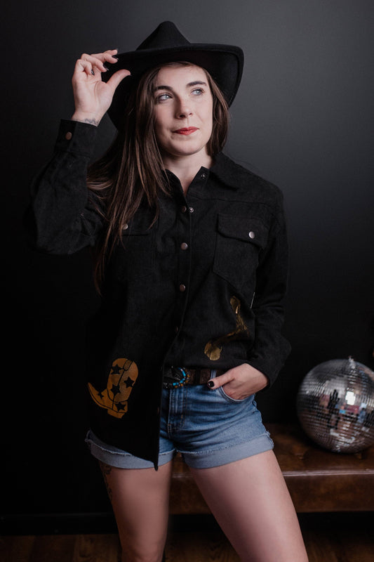 MK544 Golden Boots Shacket: Black / L