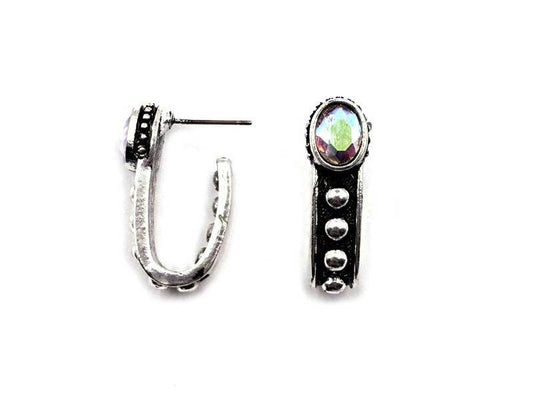 Western Bubble AB Stone Half Hoop Earring