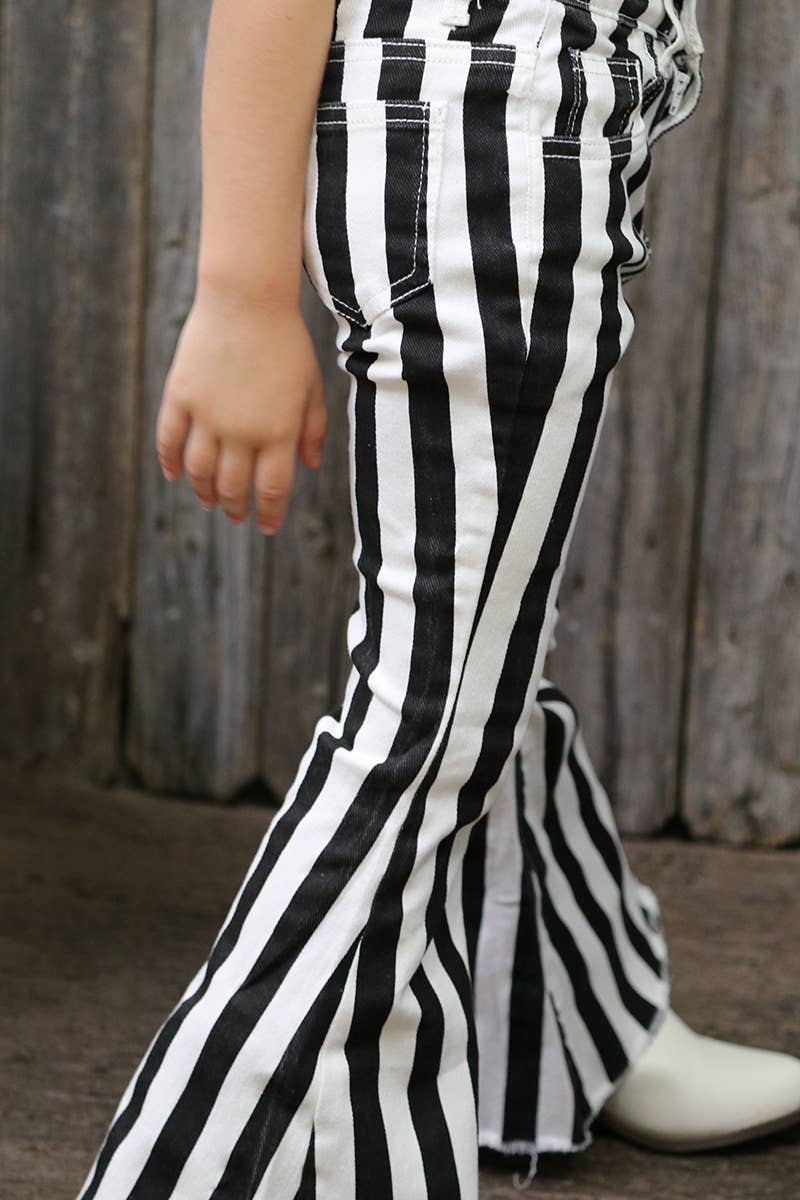 BLACK & WHITE DENIM STRIPE PANTS. XS