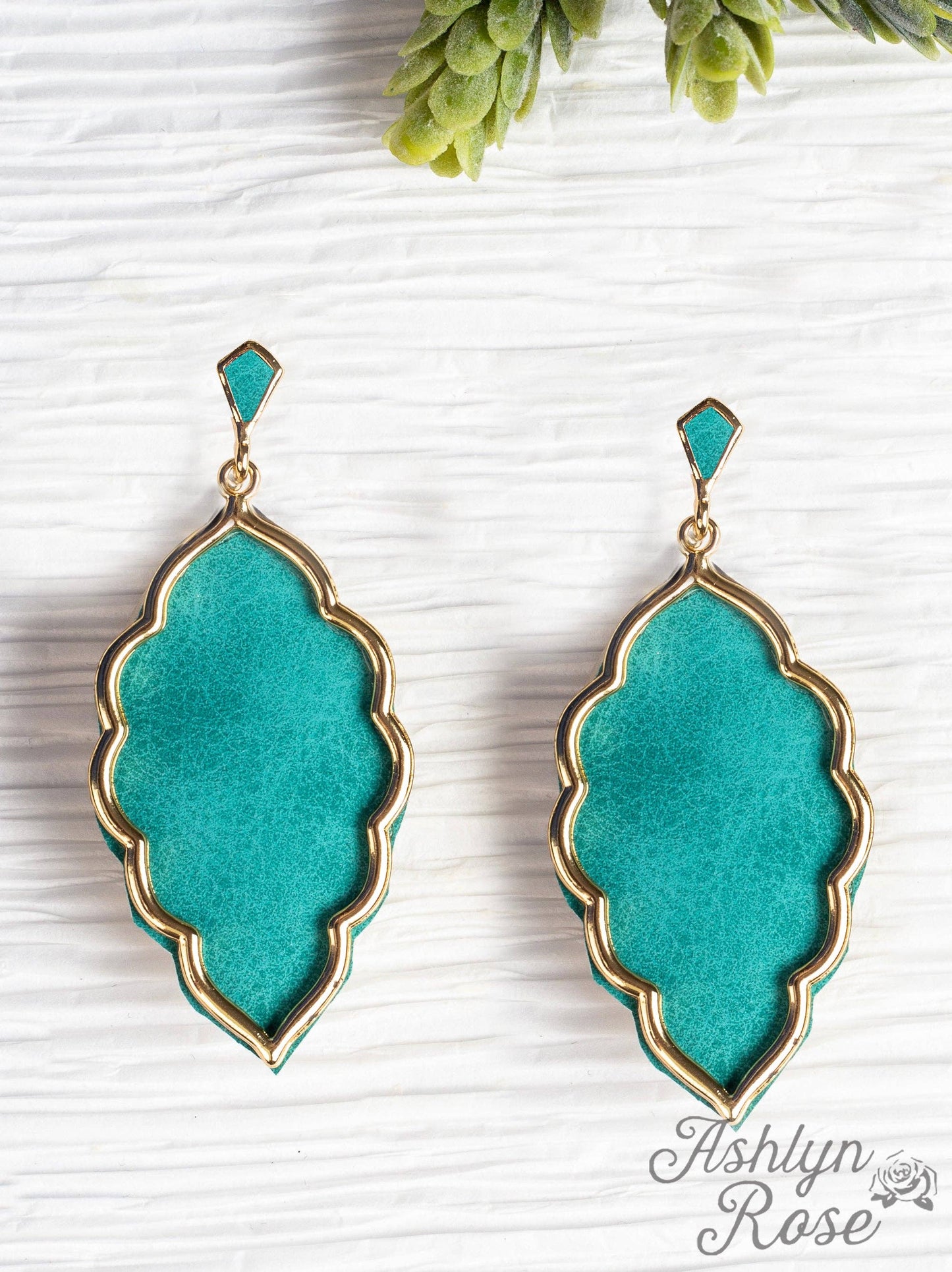 Let's Fall in Love Rain Drop Earrings with Gold Casing, Turquoise: Turquoise / One Size
