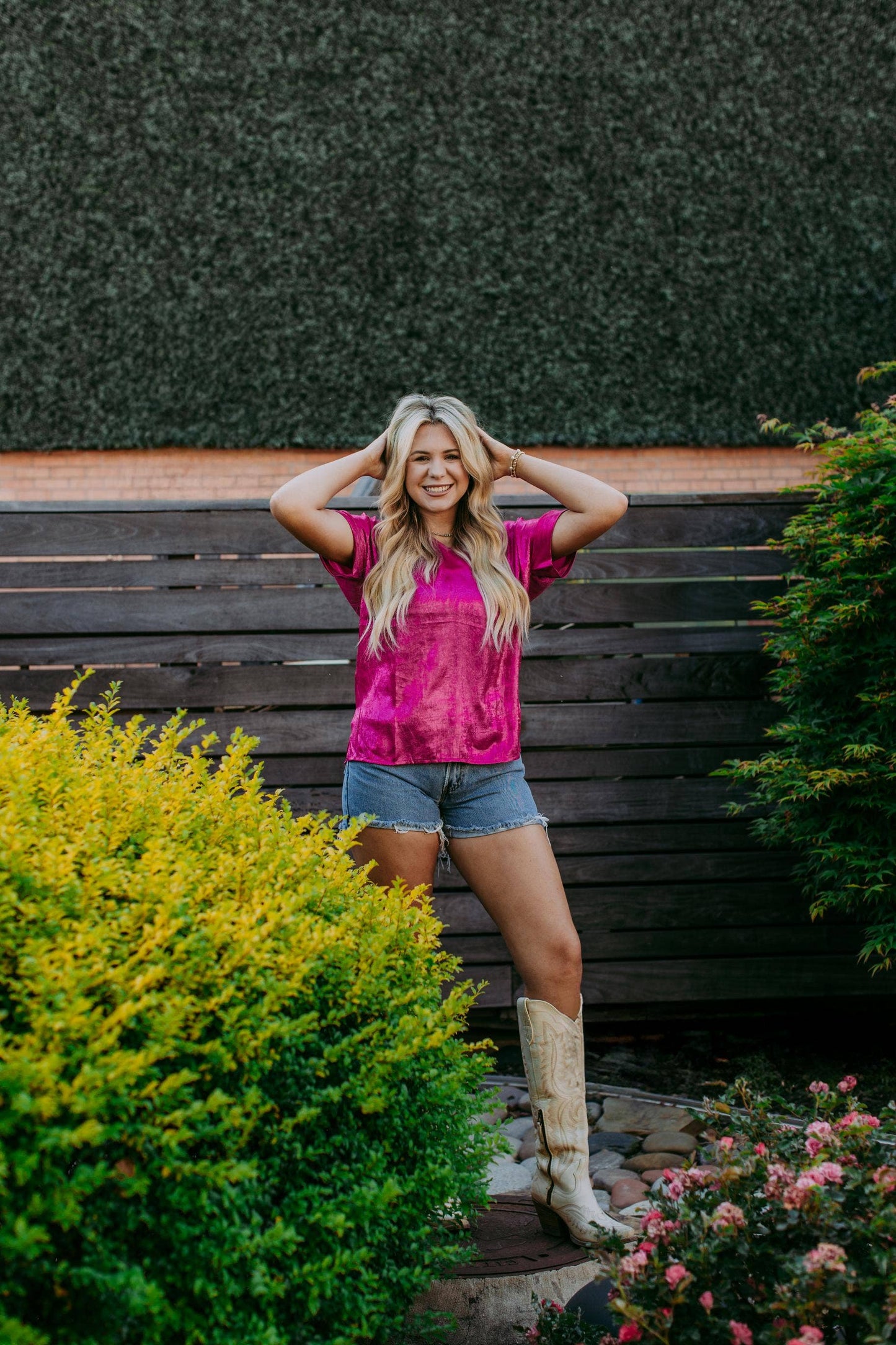 MK440 Metallic Blouse - Pink: Pink / S