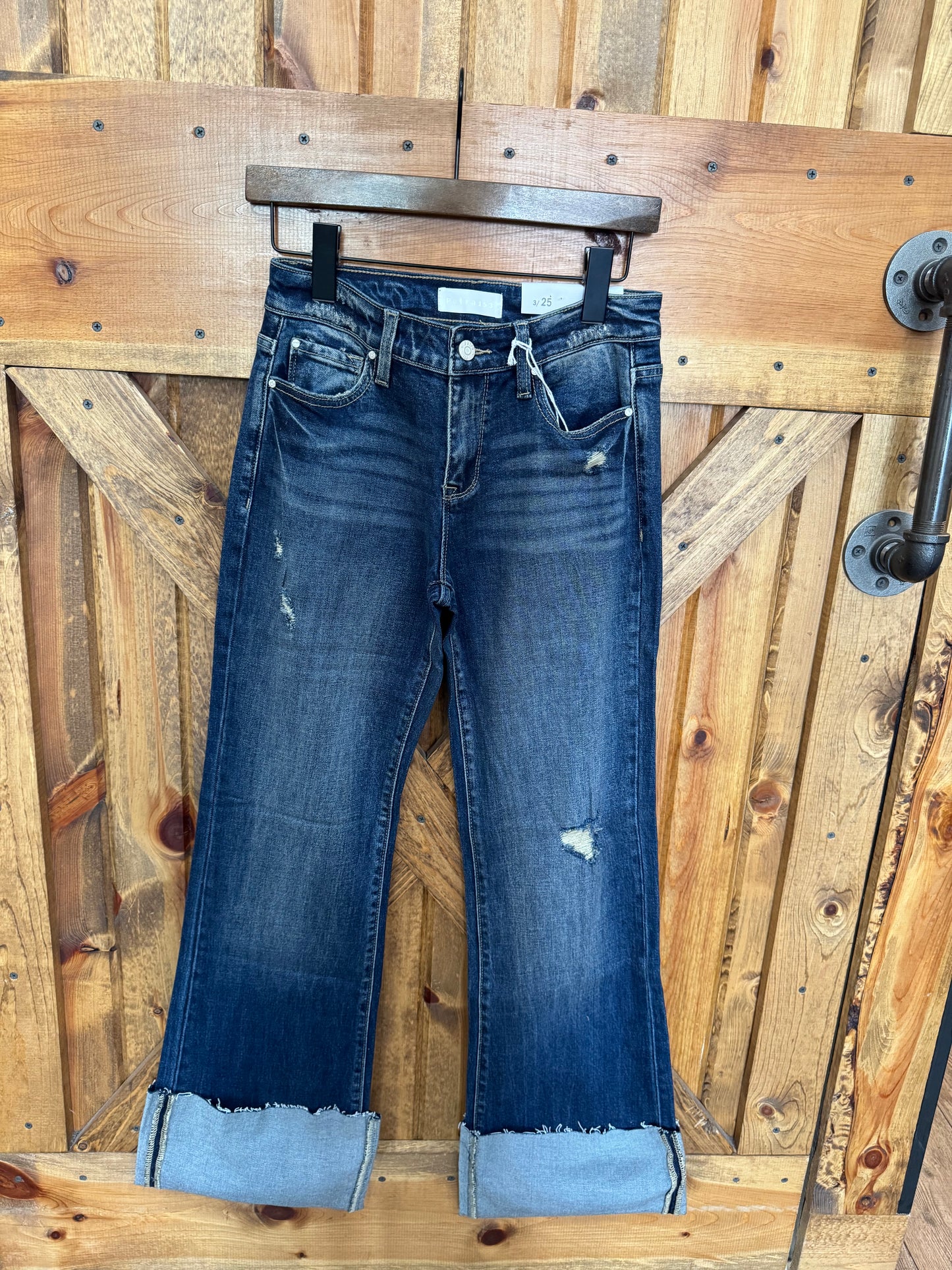 Petra Mid Rise Comfort Relaxed Flare w/ Cuffed Hem.