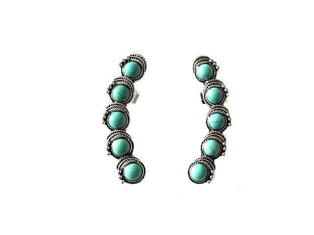 Western Turquoise Curved Bar Ear Cuff