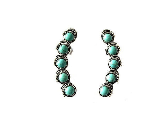Western Turquoise Curved Bar Ear Cuff