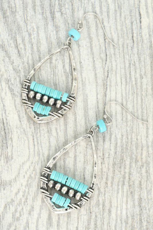 Western Navajo Turquoise Bead Teardrop Earrings