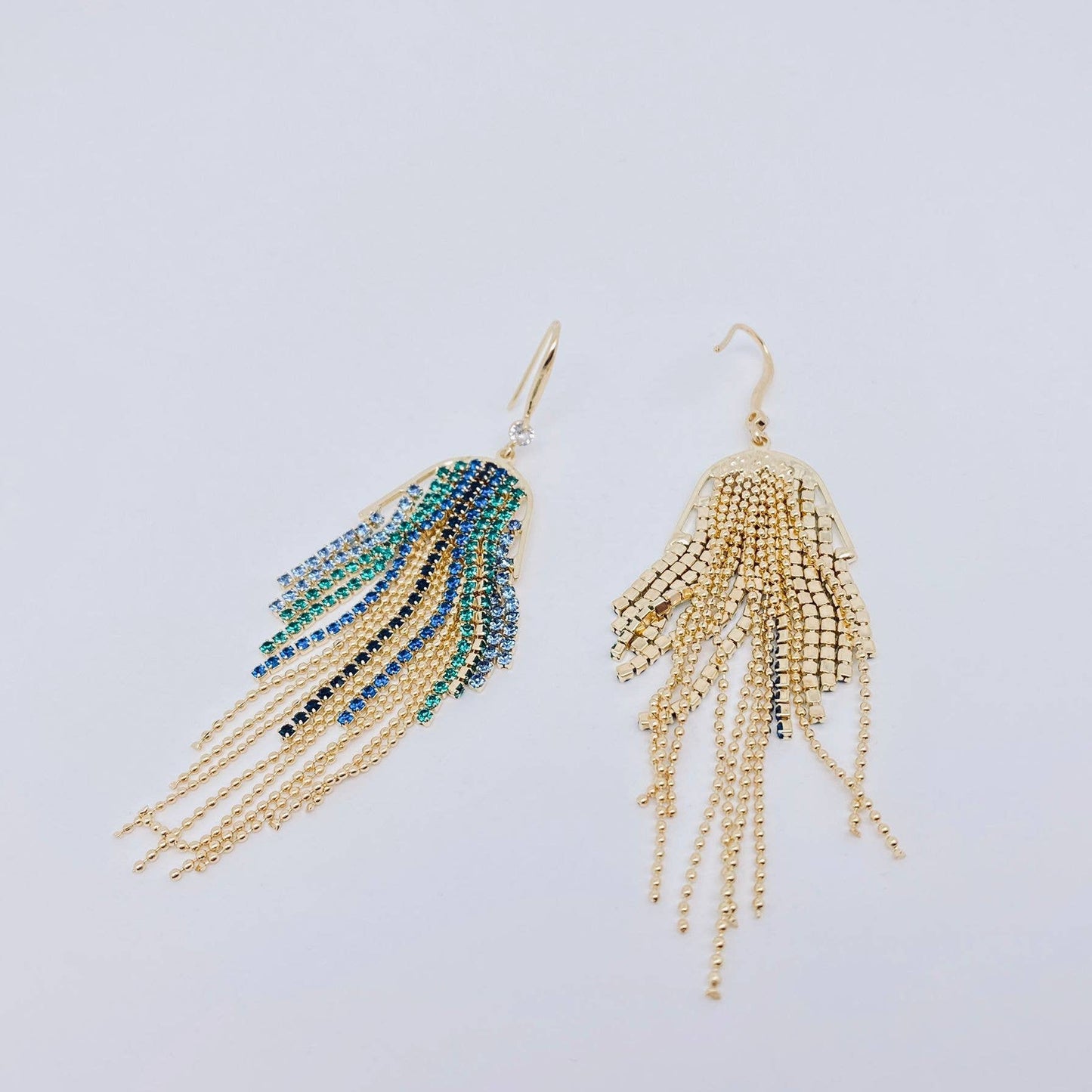 Sparkling Colored Rhinestone Tassel Dangle Earrings