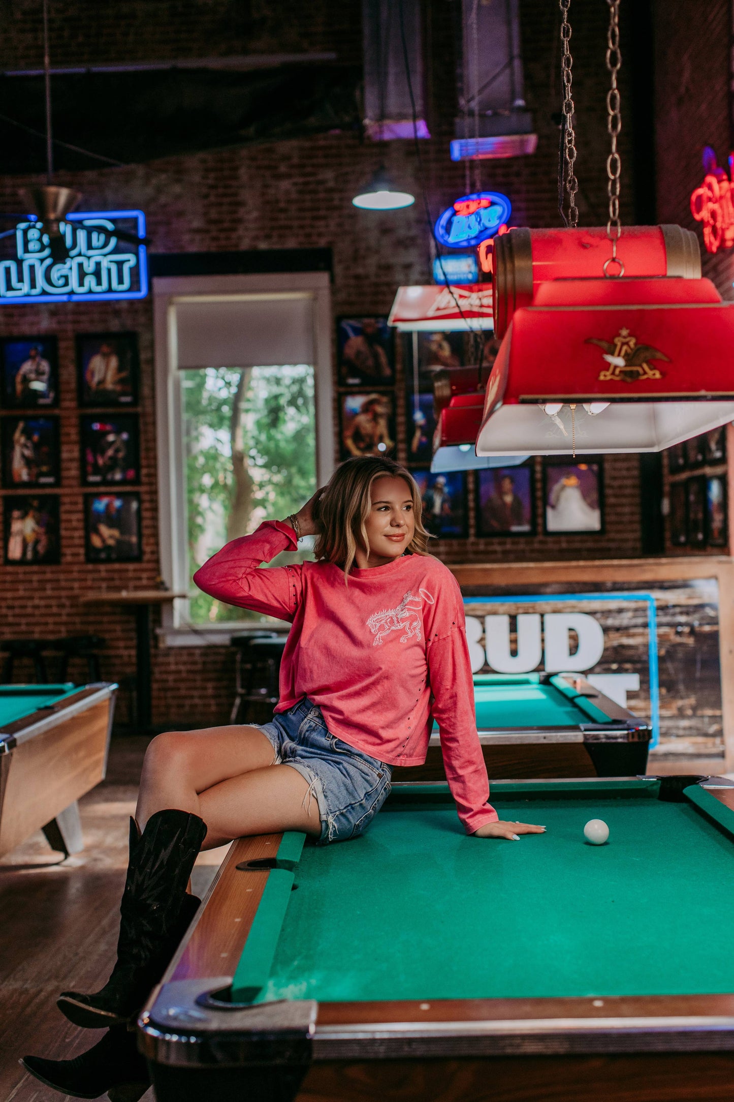 MK449 Acid Washed Embroidery Studded LS Crop Sweatshirt Pink: Pink / M