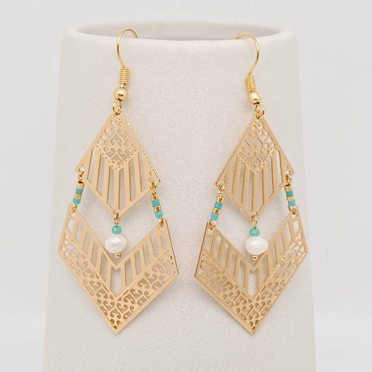 Bohemian Geometric Charm Dangle Earrings
