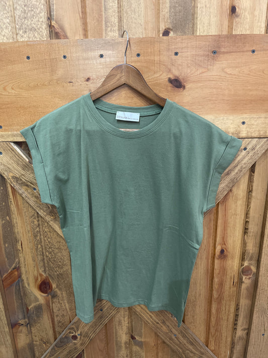 Green folded short sleeve T-Shirt