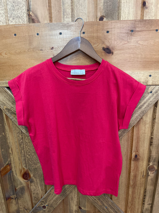 Red Folded Short Sleeve T-Shirt