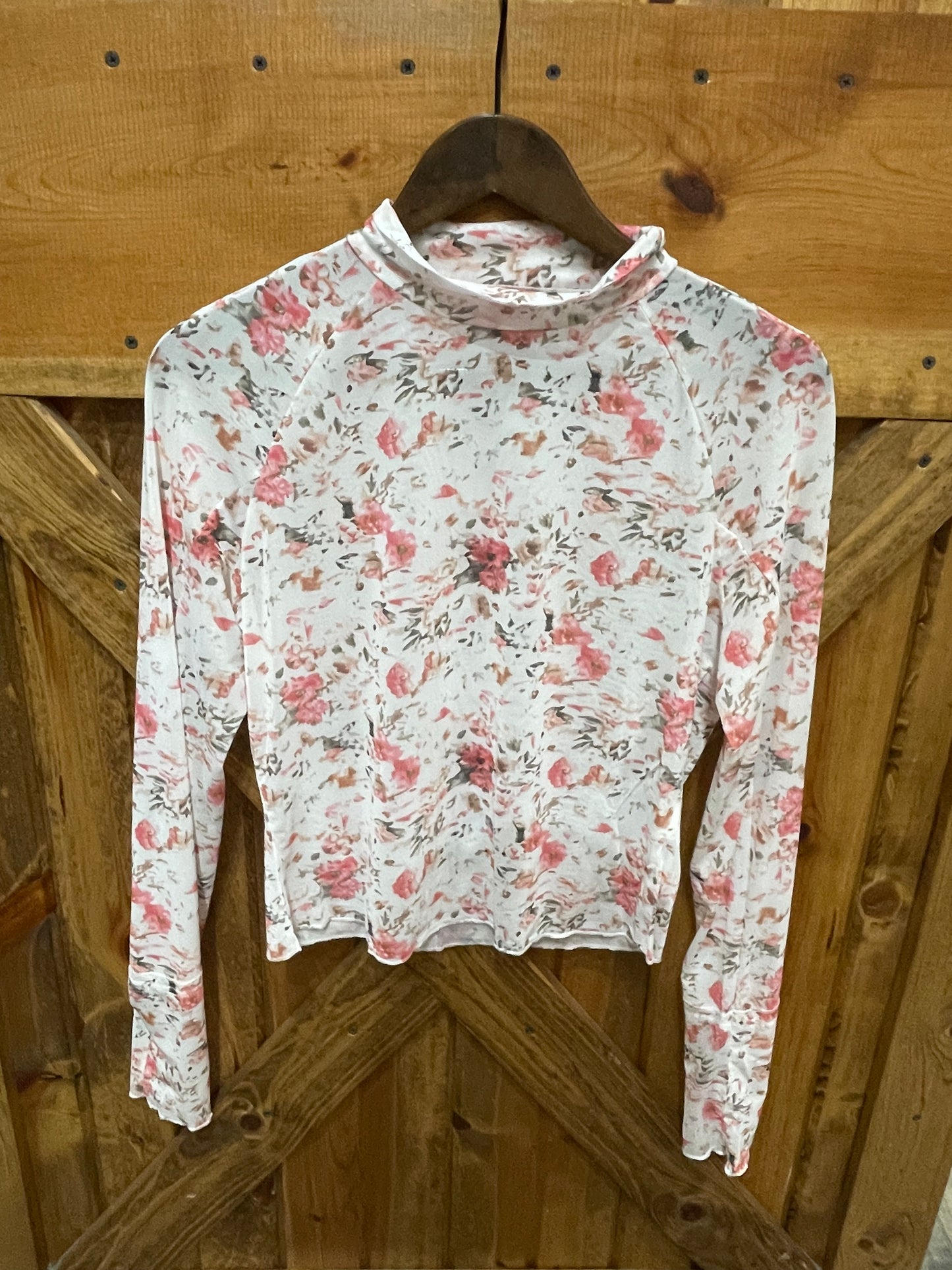 Floral Long Sleeve Mesh Top