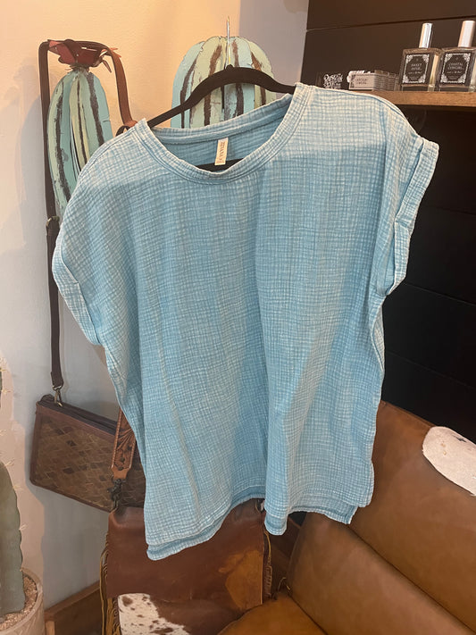 Woven Acid Washed Tee