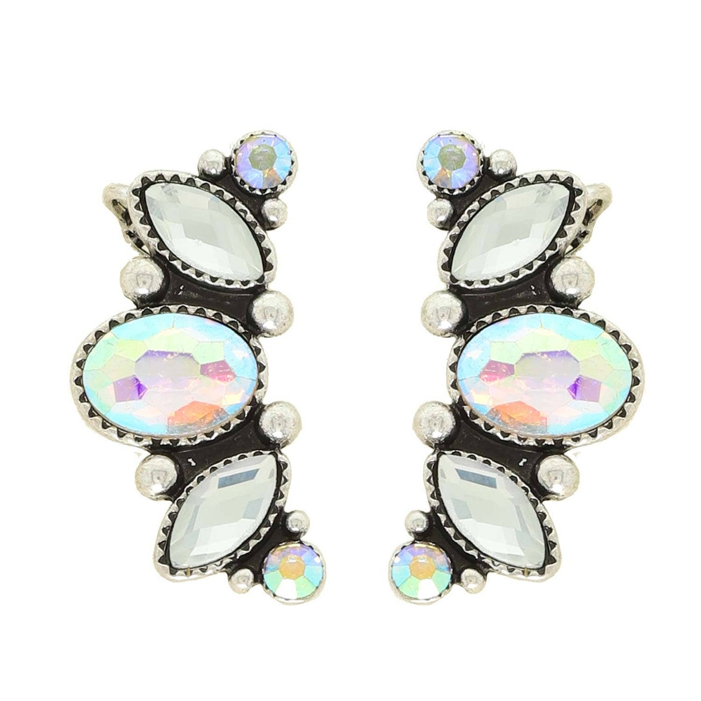 Western Turquoise Gemstone Climber Earrings: Multi-Colored