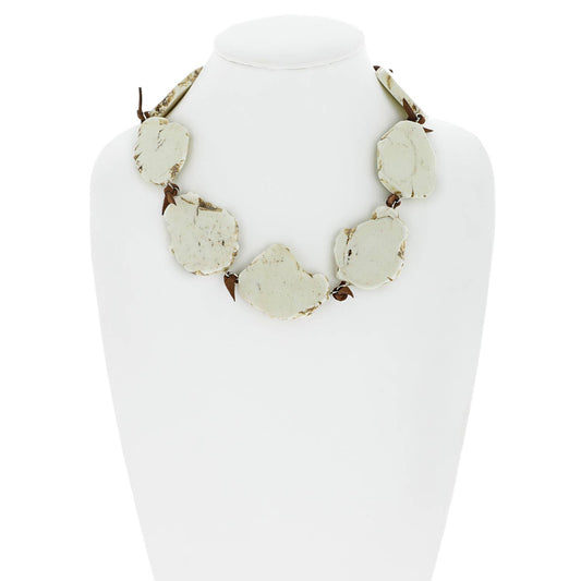 Western Theme Irregular Large Semi Stone Necklace: White