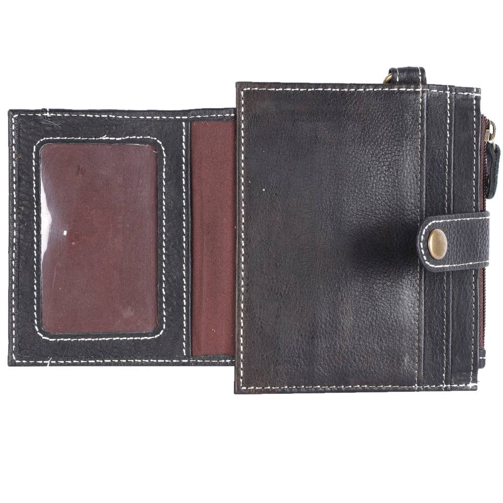 Genuine Leather Wristlet Wallet (Black)