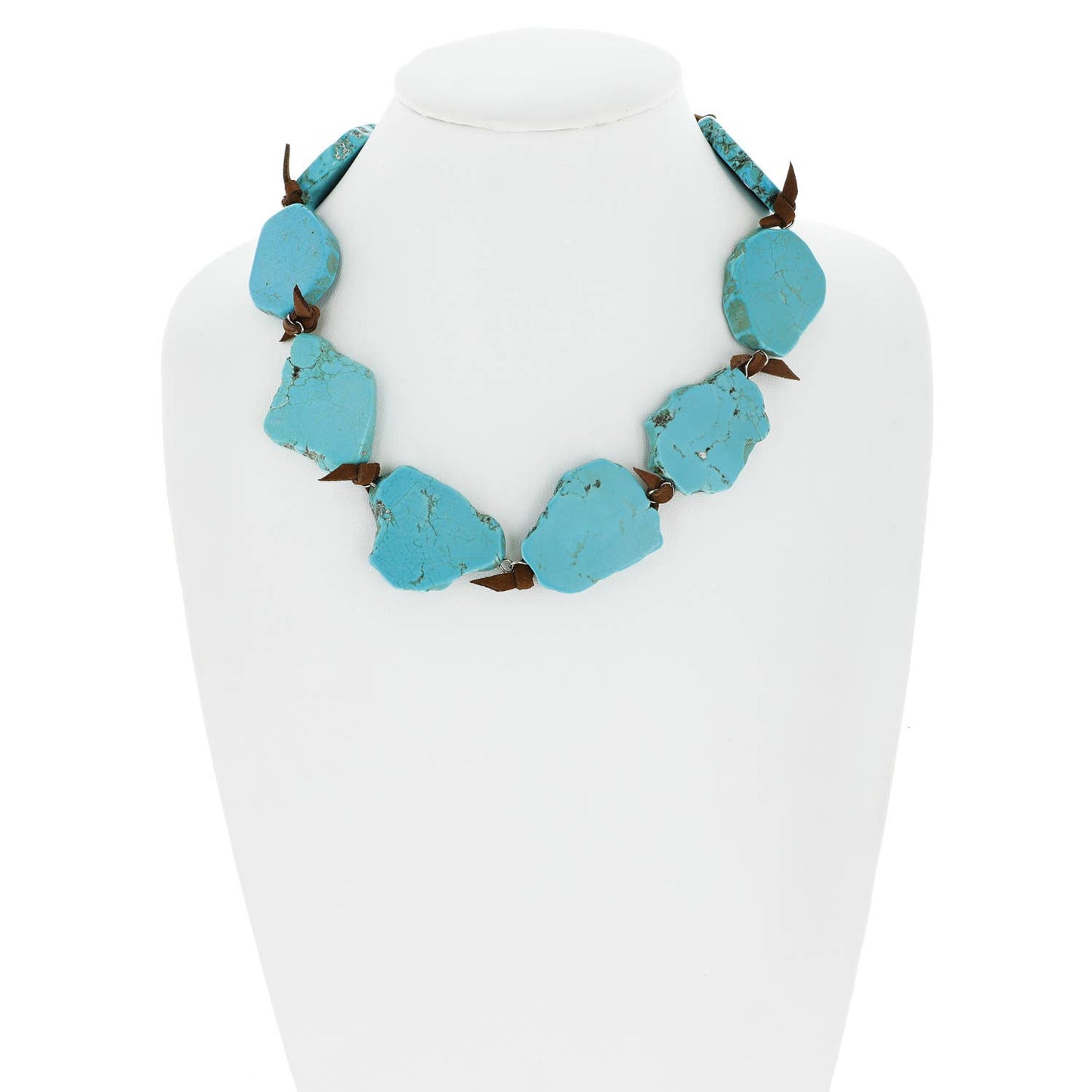 Western Theme Irregular Large Semi Stone Necklace: White