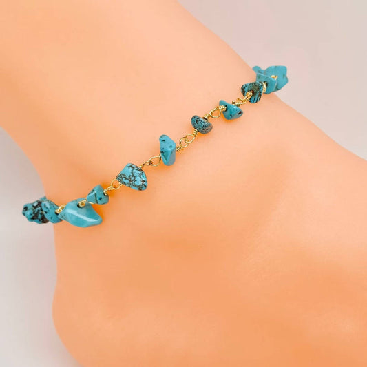 Turquoise Irregular Gravel Anklet