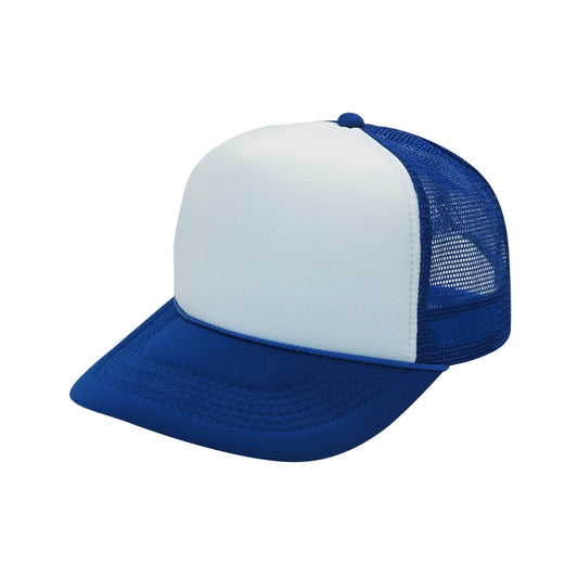 Nissun Classic Trucker Baseball Hats Caps Foam Mesh Blank Solid Two Tone Snapback Adult Youth: Royal/White