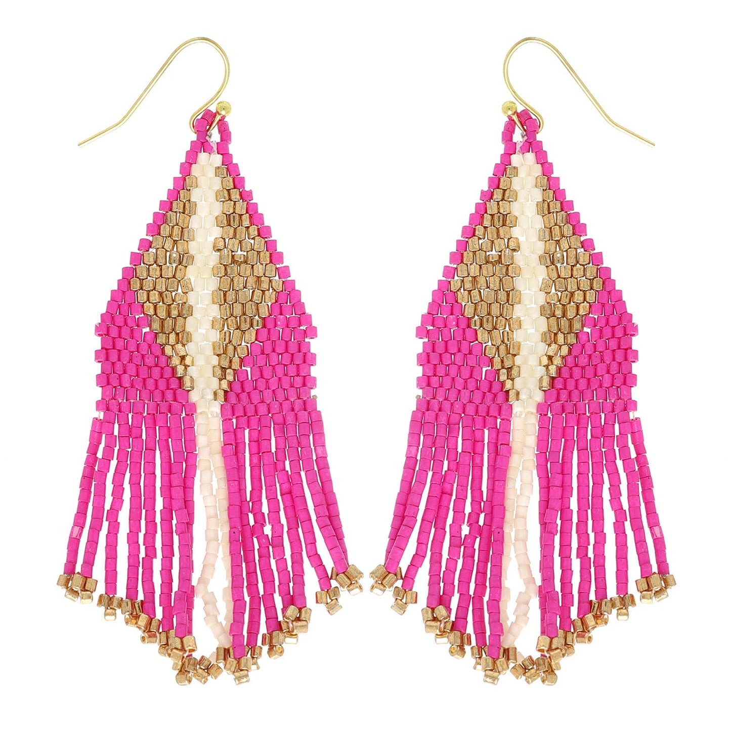 Western Native American Bead Fringe Earrings : Black
