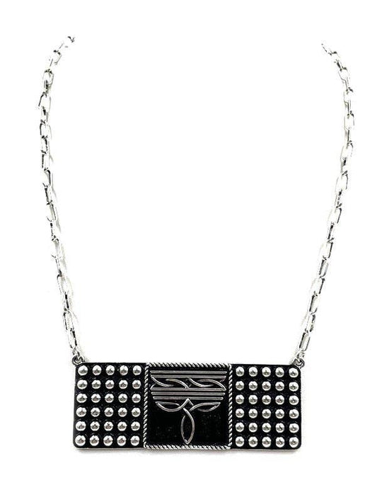 Western Boot Stitch Metal Plate Necklace