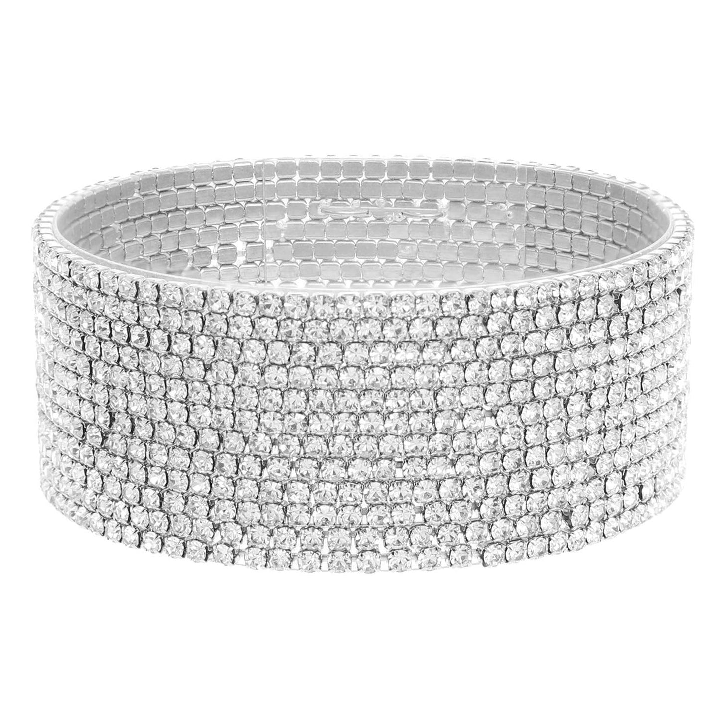 Rhinestone Embellished Stretch Bracelet Set : Iridescent