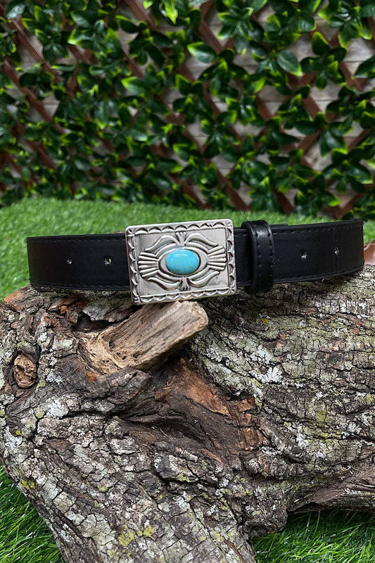 BLACK BELT WITH RECTANGULAR BUCKLE. 29" LONG. ACG251522100