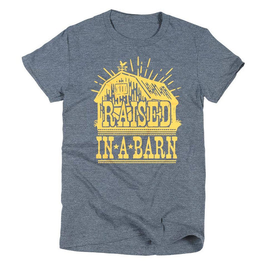 Raised in a Barn | Kid's T-Shirt | Ruby’s Rubbish®: Heather Navy /Classic Crew