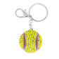 Yellow Rhinestone Crystal Pave Baseball Keychain