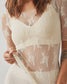 Ladies Lux Floral See Through Lace Mid Sleeves Blouse SKT273: White / S