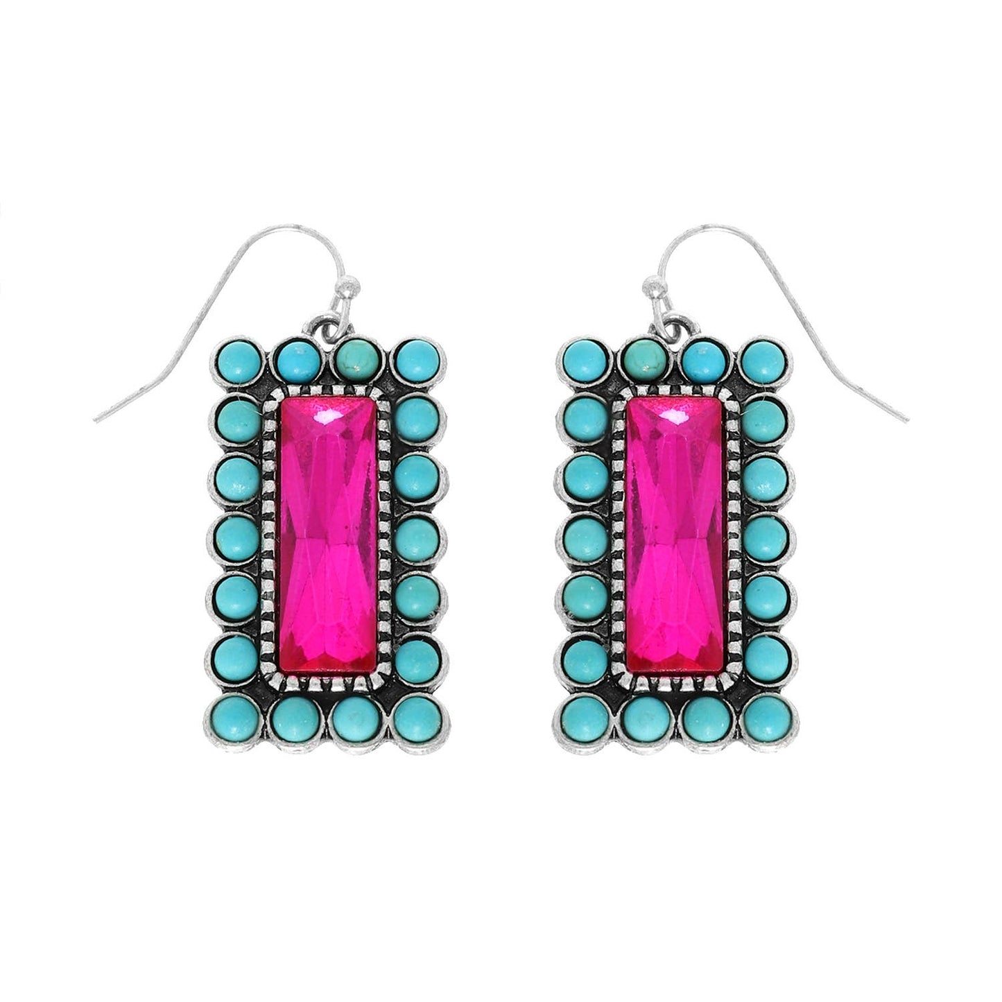 Western Vertical Turquoise Bar Earrings : Iridescent