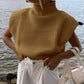 Turtleneck knit vest short sweater vest: White