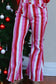 PINK & RED STRIPE PRINTED BOOTCUT PANTS. 4XL