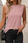 Pleated Crew Neck Tank Top: Light Pink / M