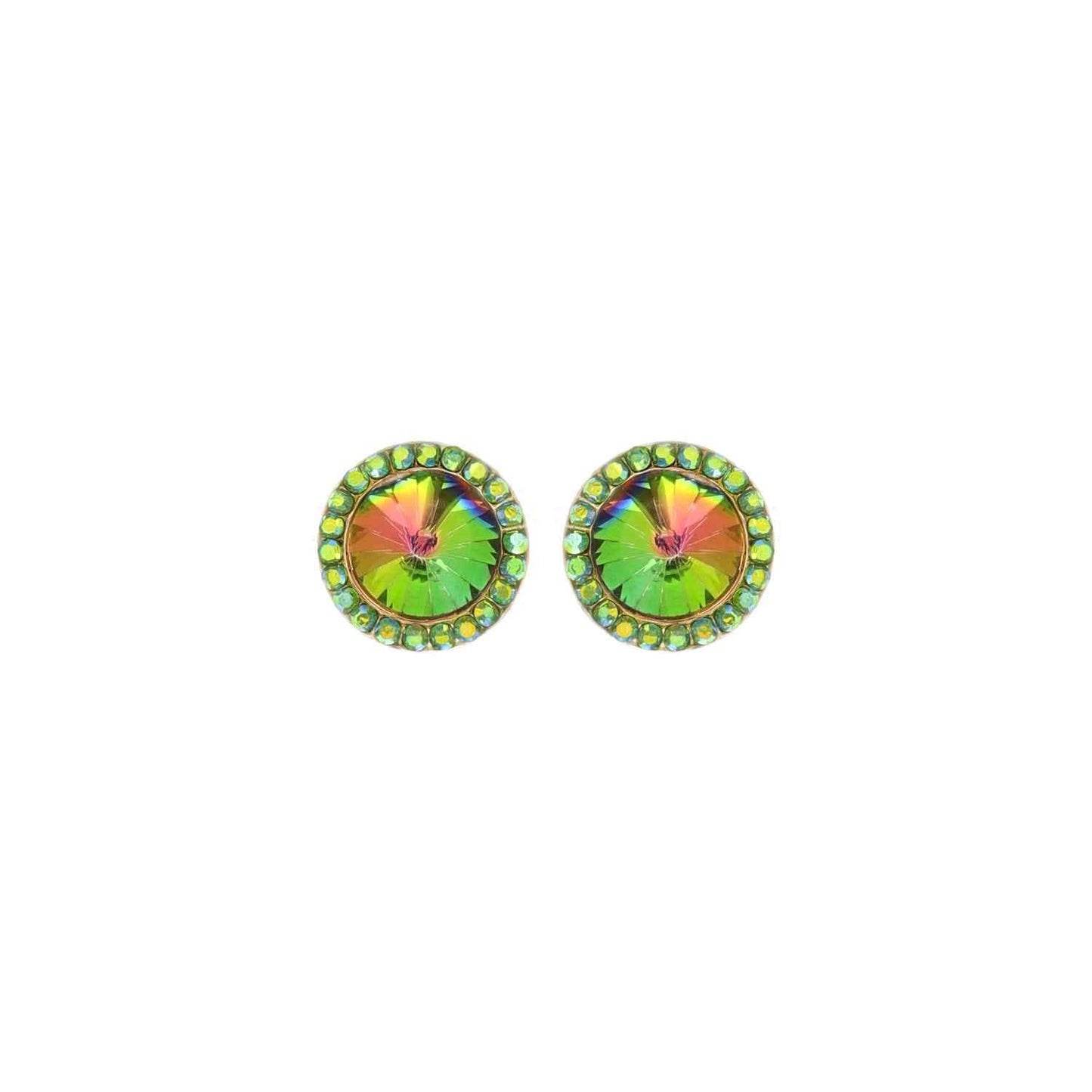 Vintage Style Crystal Halo Stud Earrings : Iridescent