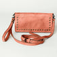 Studded Genuine Leather Wallet with strap