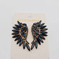 Colored Rhinestone Wing-shaped Earrings Bohemian Style: Black