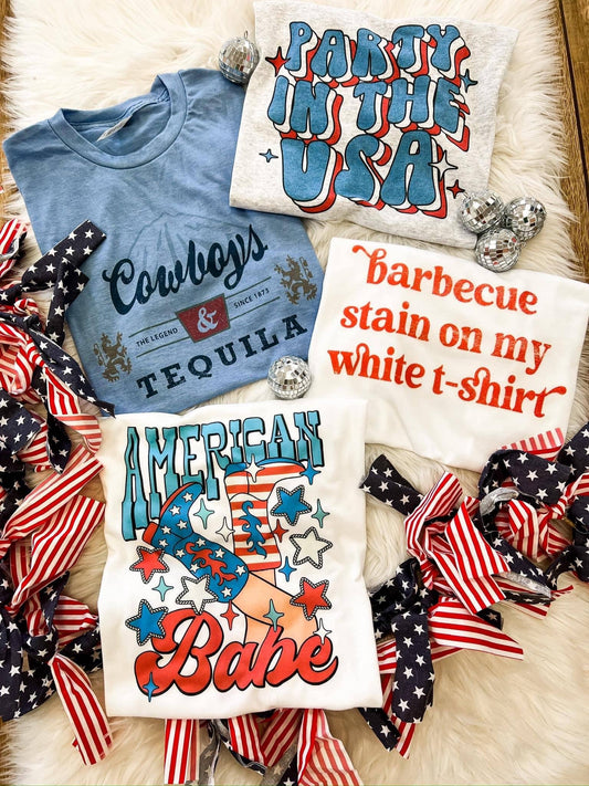 4th of July Tees: Small / American Babe Flag Boots